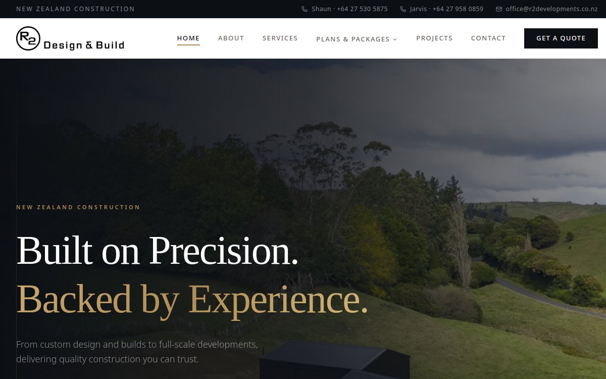 R2 Design & Build website