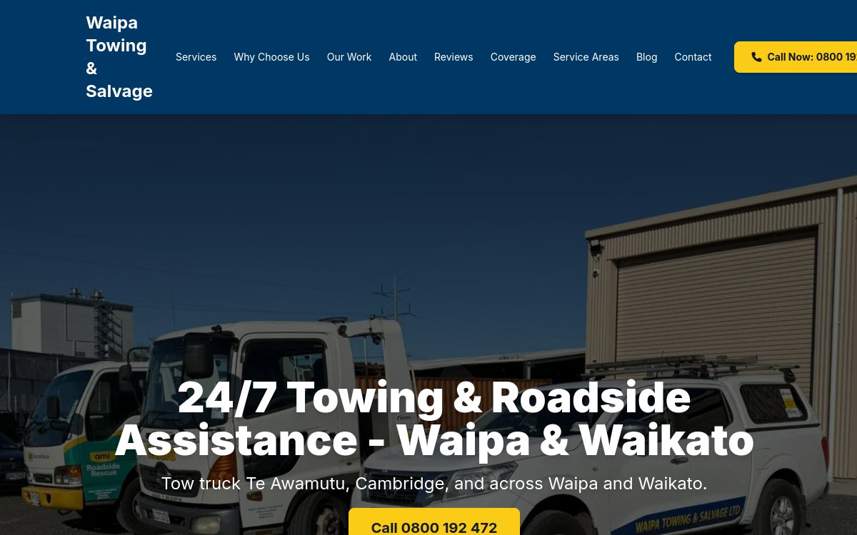 Waipa Towing website